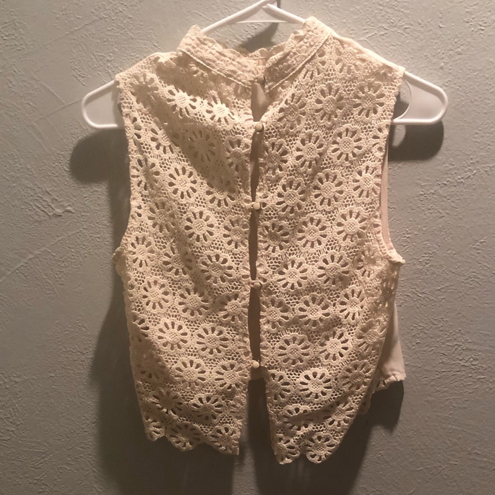 Cream Half-Knitted Blouse